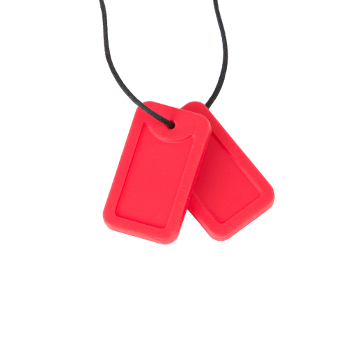 Chewigem Sensory Chew Pendant Dog Tags Red
