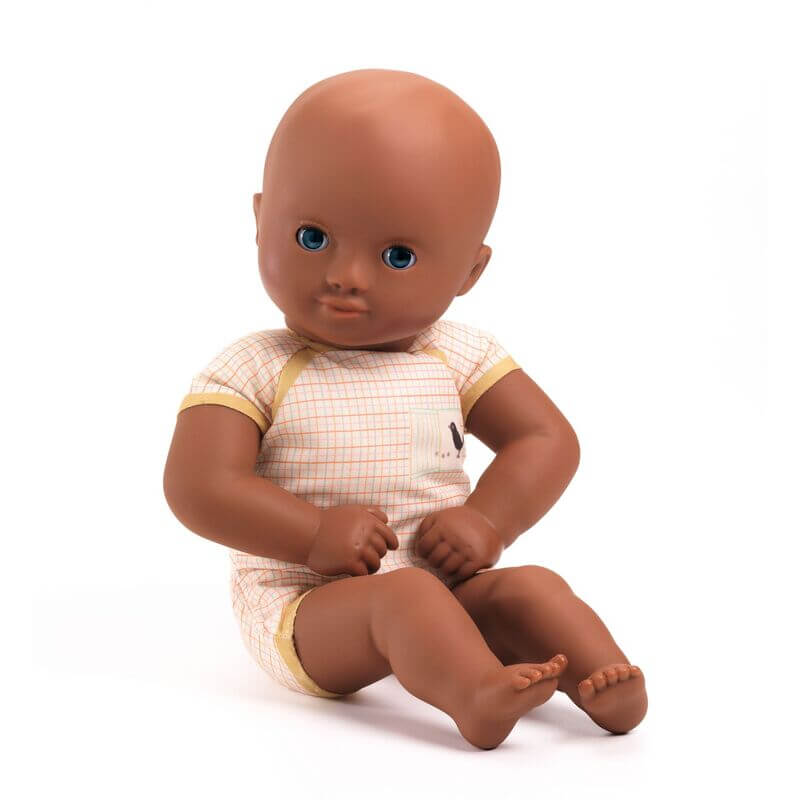 Djeco Pomea Baby Machine Washable Soft Body Doll in Yellow 32cm