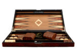 Dal Rossi Crocodile Design Backgammon Light Top & Inlaid Wooden Playing Area 18"