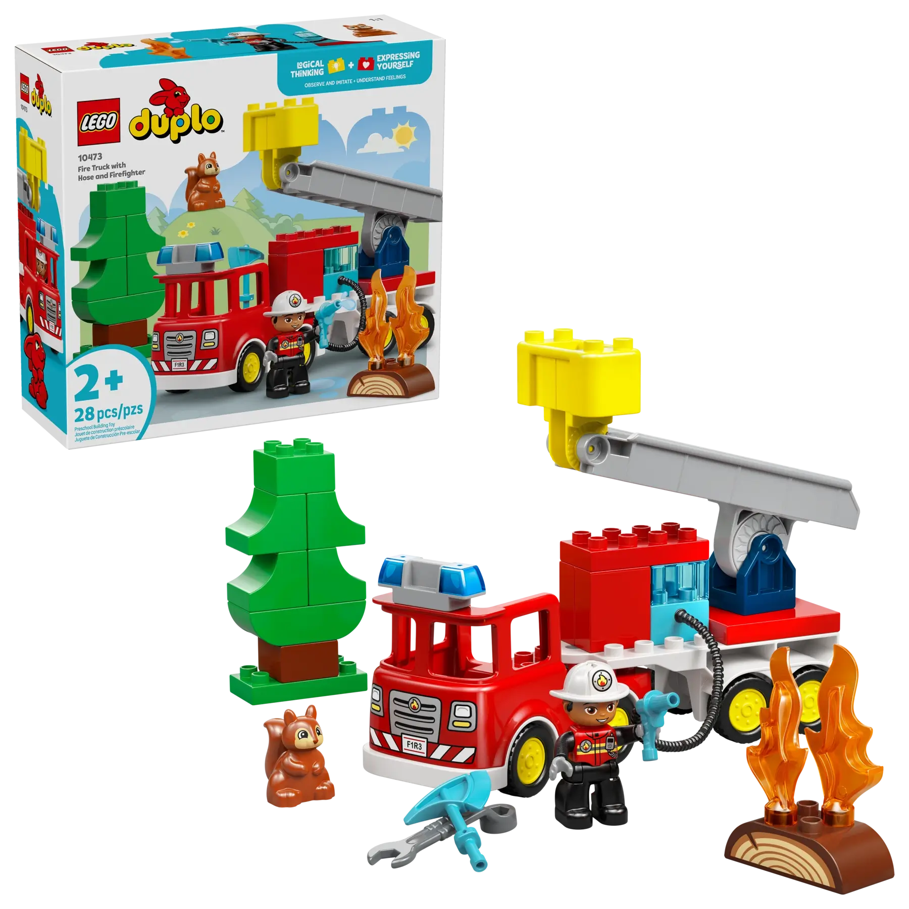 Lego Duplo 10473 Fire Truck with Hose and Firefighter