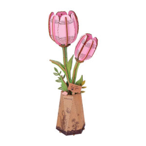 DIY Miniature Wood Bloom Pink Tulip