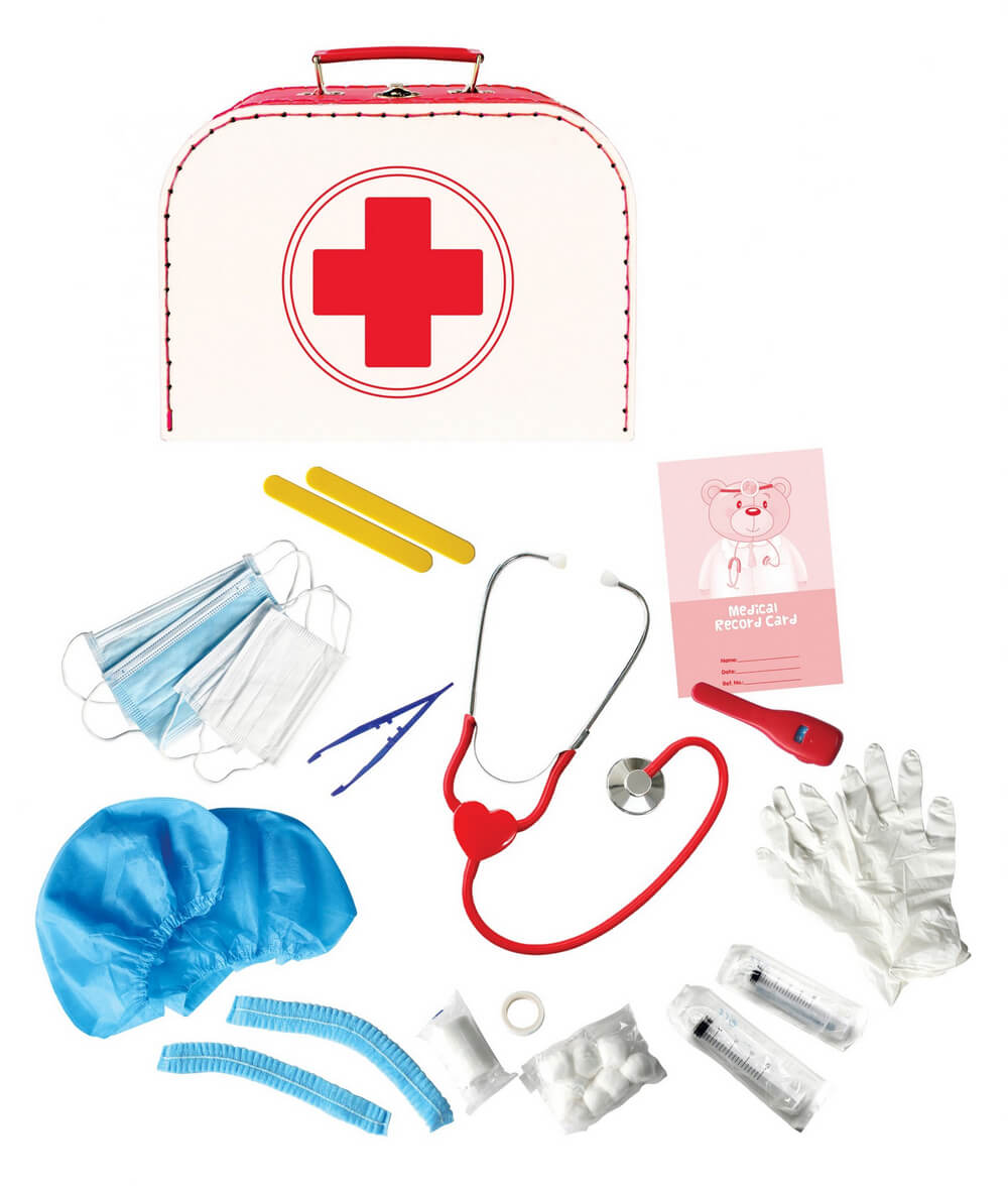 Doctor Kit in Red and White Suitcase 28 pcs