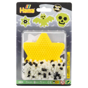 Hama Yellow Star Peg Board With 450 Glow In The Dark Beads