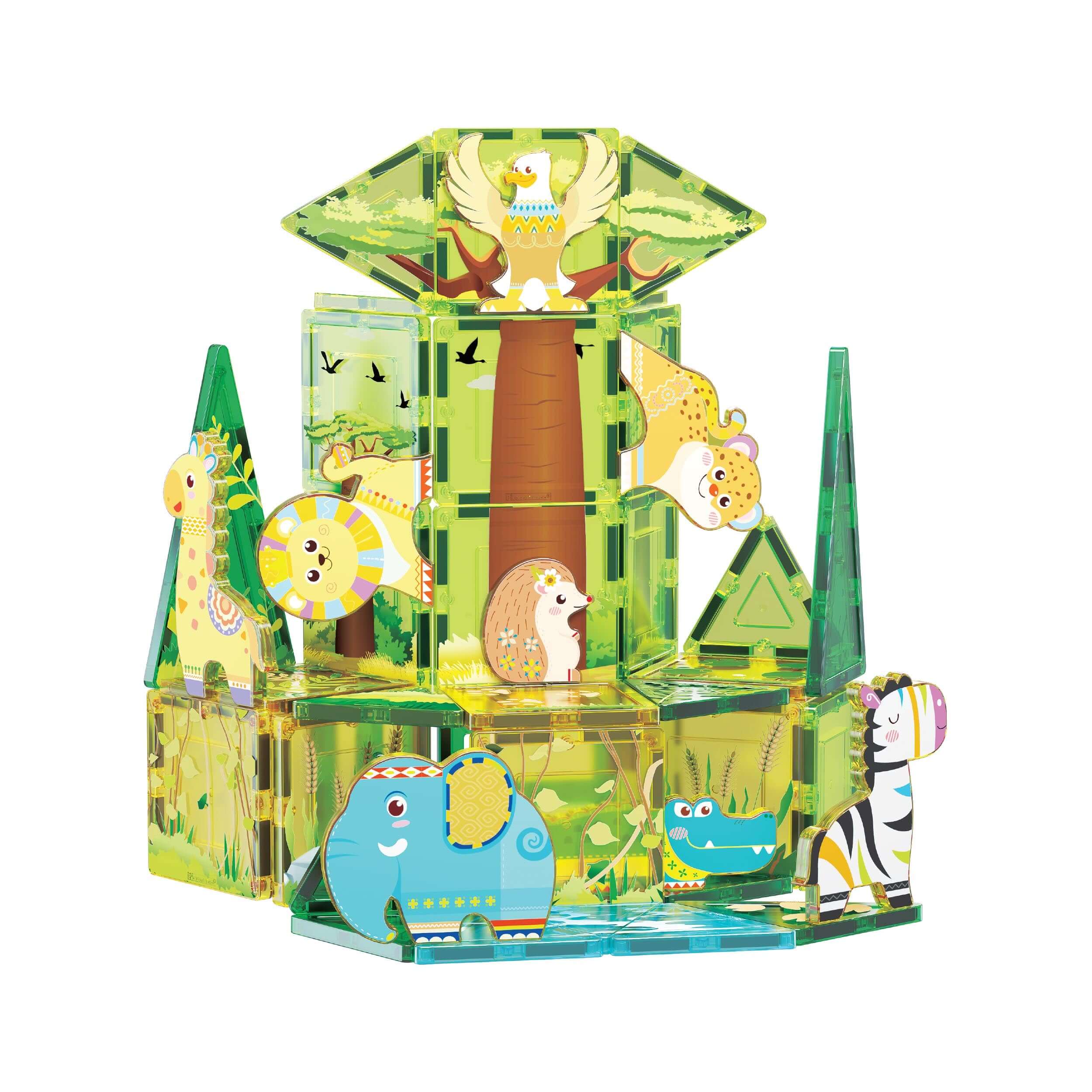 Picasso Tiles Safari 46pc Set With 8 Animals
