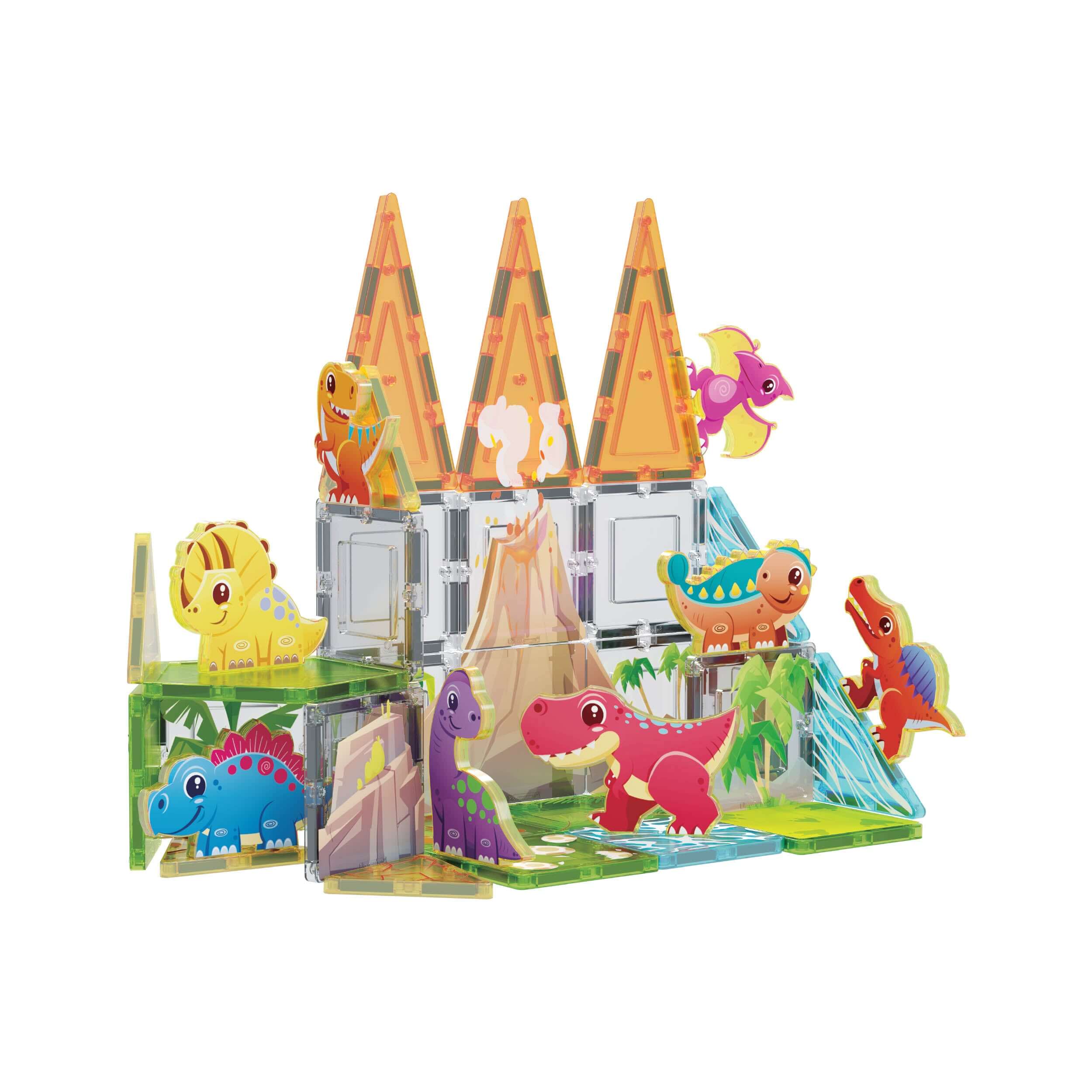 Picasso Tiles Dinosaur 38pc Set With 8 Action Figures