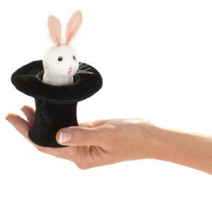 Folkmanis Mini Rabbit in a Hat Finger Puppet