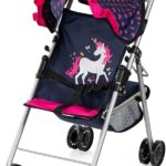 Bayer Prams & Strollers Doll Buggy - Dark Blue with Pink Heats & Unicorn