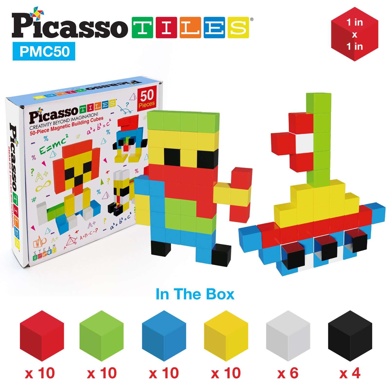Picasso Tiles 50pc Magnetic Cubes