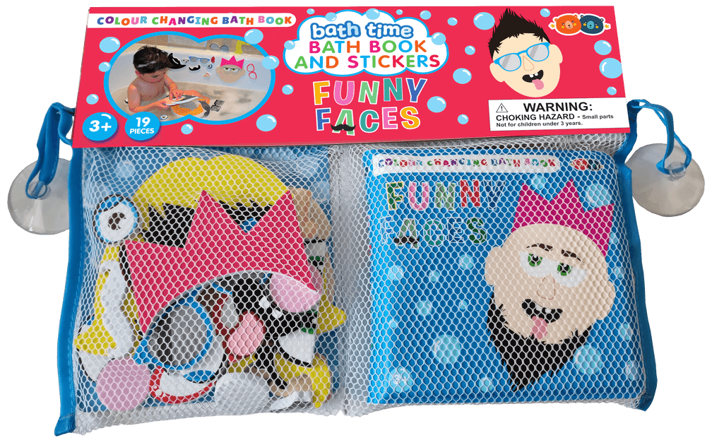 Colour Changing Bath Book & Stickers - Funny Faces