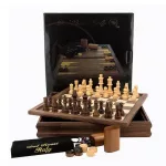 Dal Rossi Chess/Checkers/Backgammon Wooden Box with Reversible Board 35cm