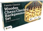 Wooden Chess/Checkers/Backgammon Set 40cm Foldable Board