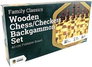 Wooden Chess/Checkers/Backgammon Set 40cm Foldable Board
