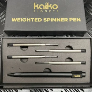 Black Weighted Spinner Pen 4 with refills