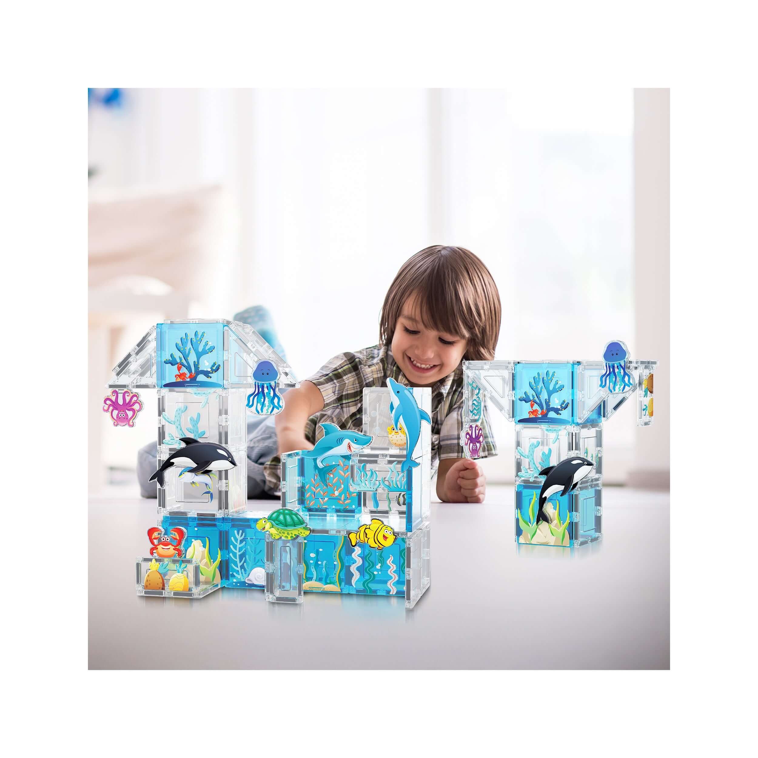 Picasso Tiles Aquarium Marine Animals 52pc Set With 8 Action Figures