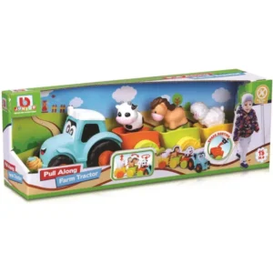 BBJunior Pull Along Farm Tractor w/3 Trailers & Animal Figures