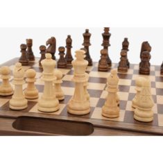 Dal Rossi Chess Set Walnut Board 40cm With Bevelled Edge